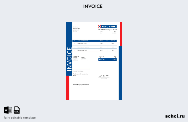 цифровая загрузка шаблона счета фактуры HDFC США